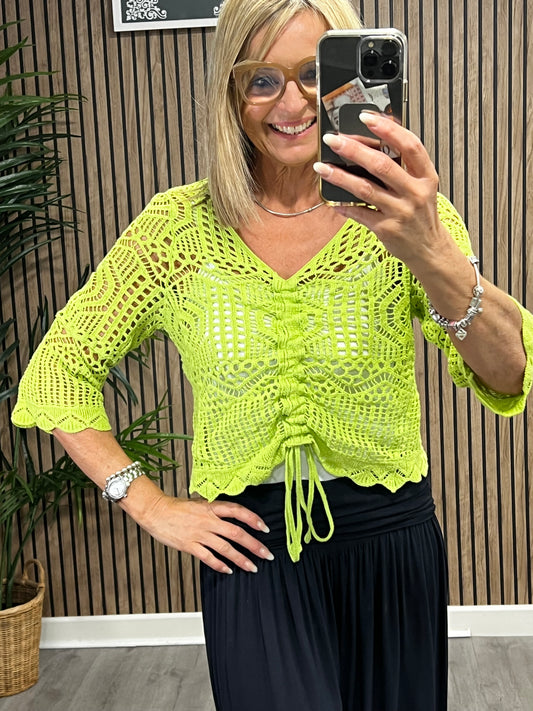 Crochet Pully Top In Lime Green