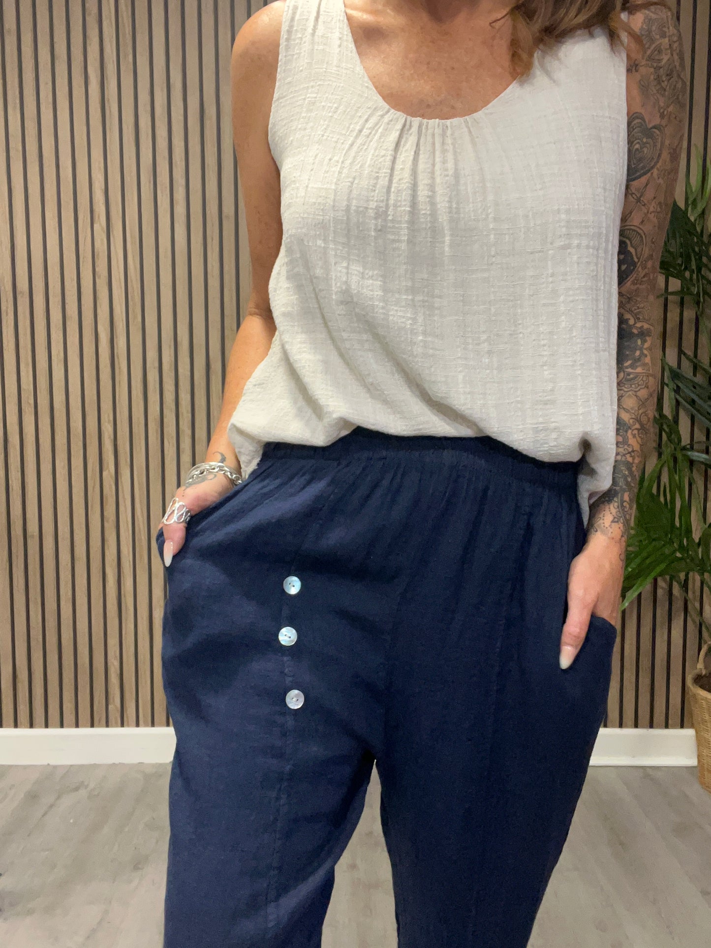 Linen Wide Leg Trousers