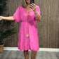 Tabitha Tassel Plain Midi Dress In Hot Pink