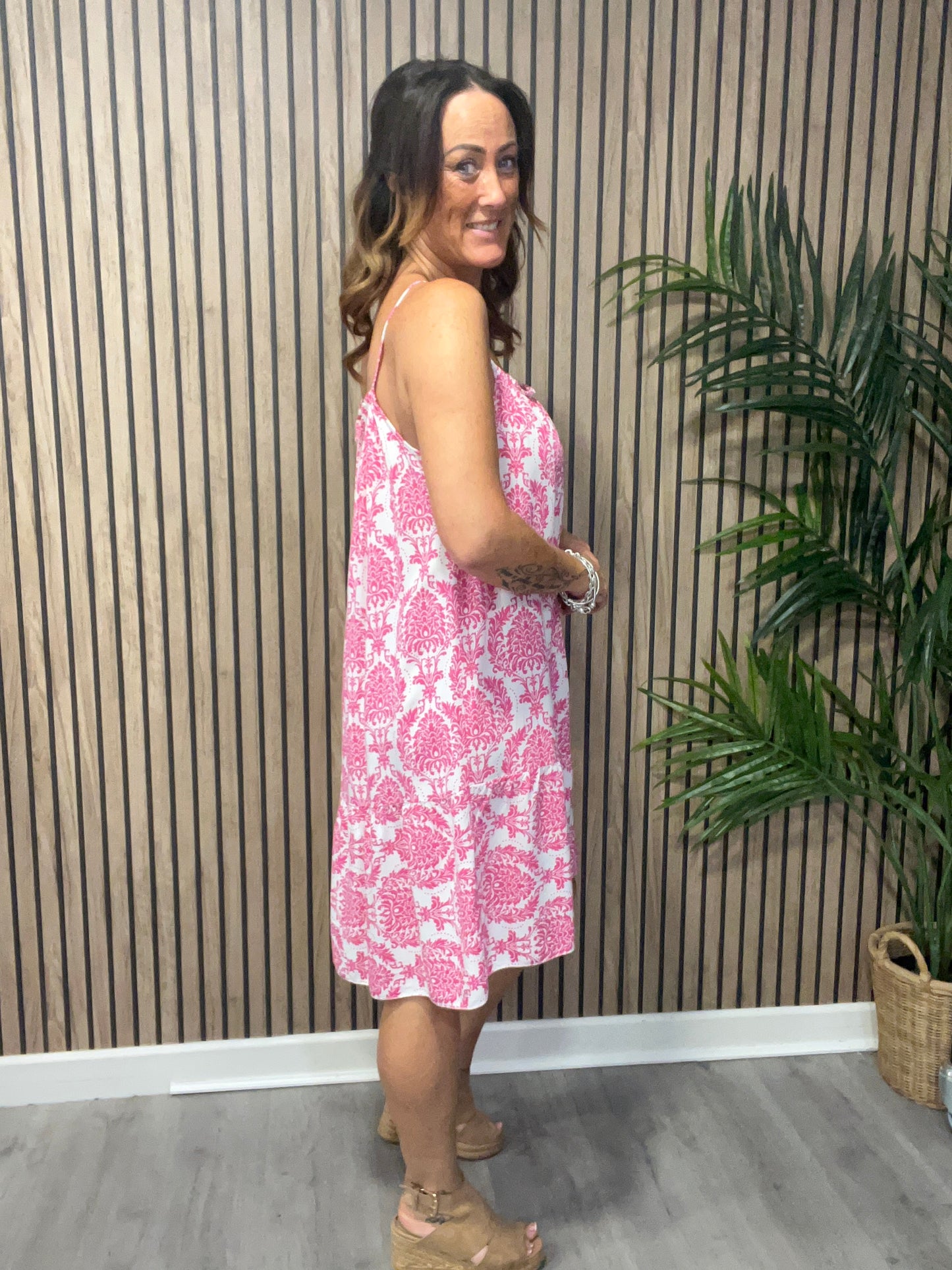 Strappy Baroque Print Dress
