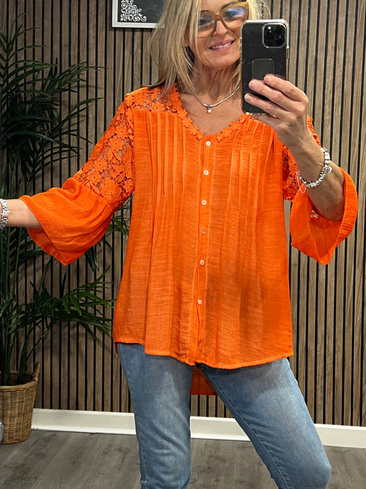 Lucy Lace Blouse In Orange