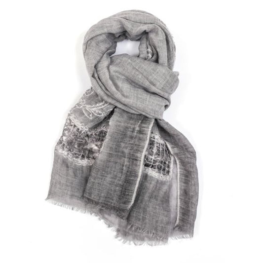 Lace Detail Scarf In Grey
