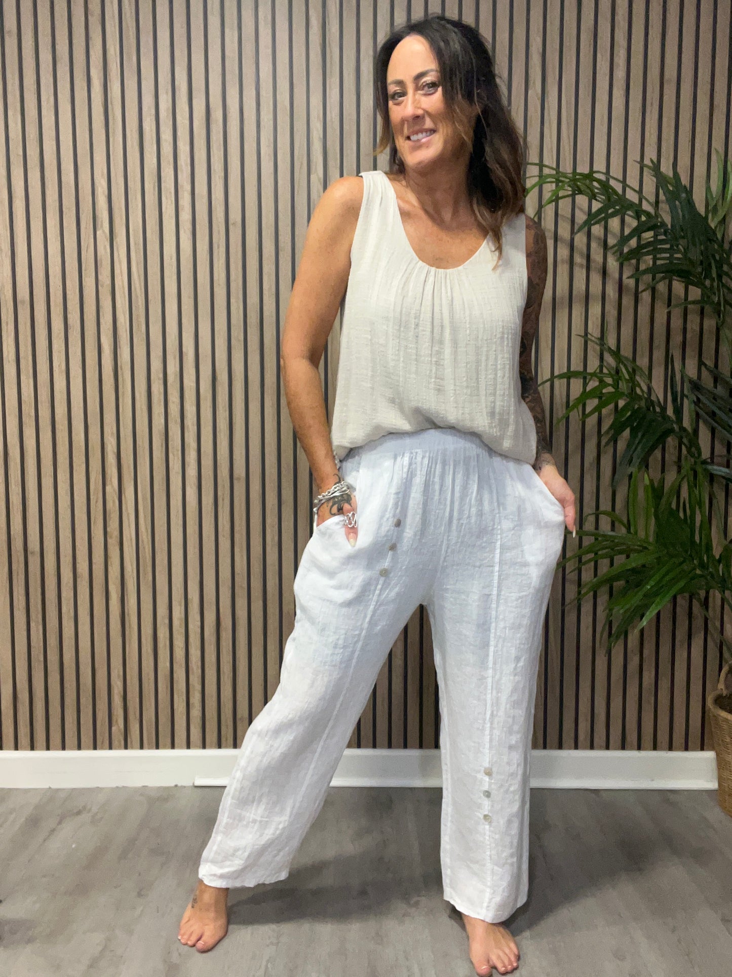 Linen Wide Leg Trousers