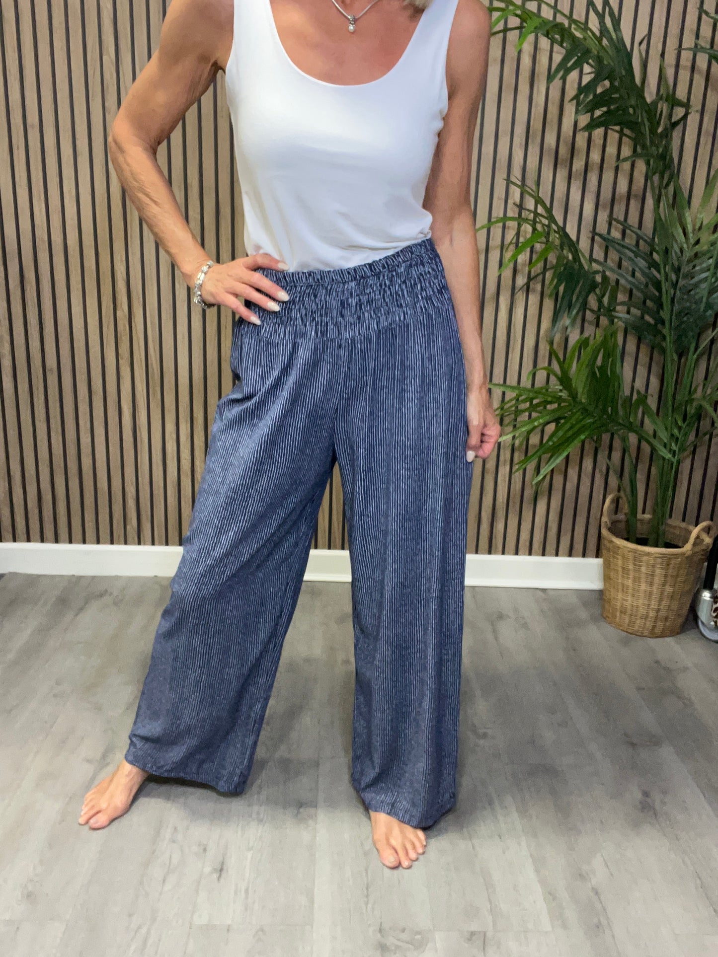 Pinstripe Wide Leg Trousers