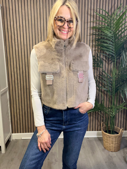 Faux Fur Buckle Waistcoat