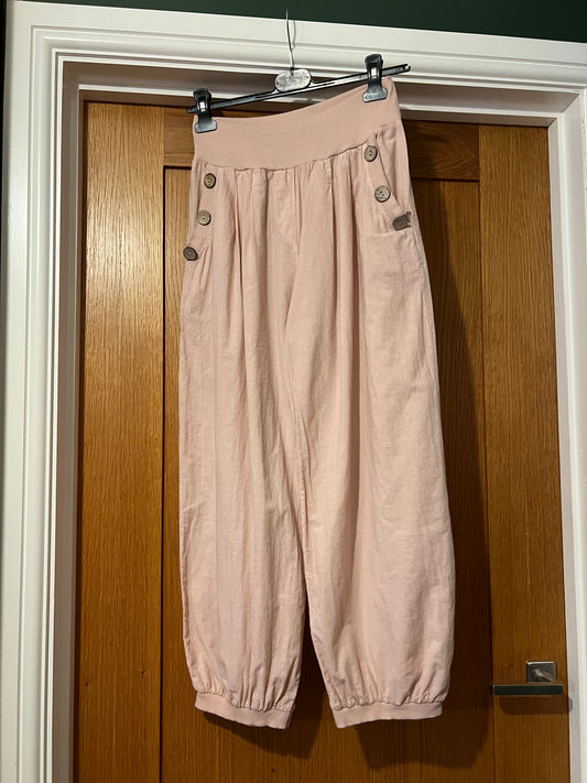 Button Trousers In Baby Pink