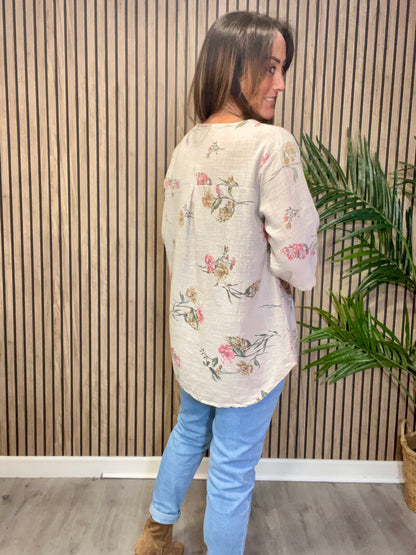 Floral One Button Top