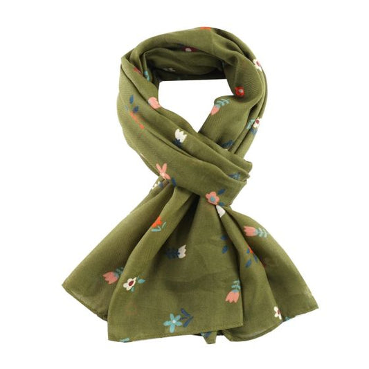 Ditsy Flowers Scarf In Olive