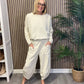 Chenille Oversized Two Piece Loungewear Set In Beige