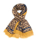 Leopard Print Scarf With Mustard Border