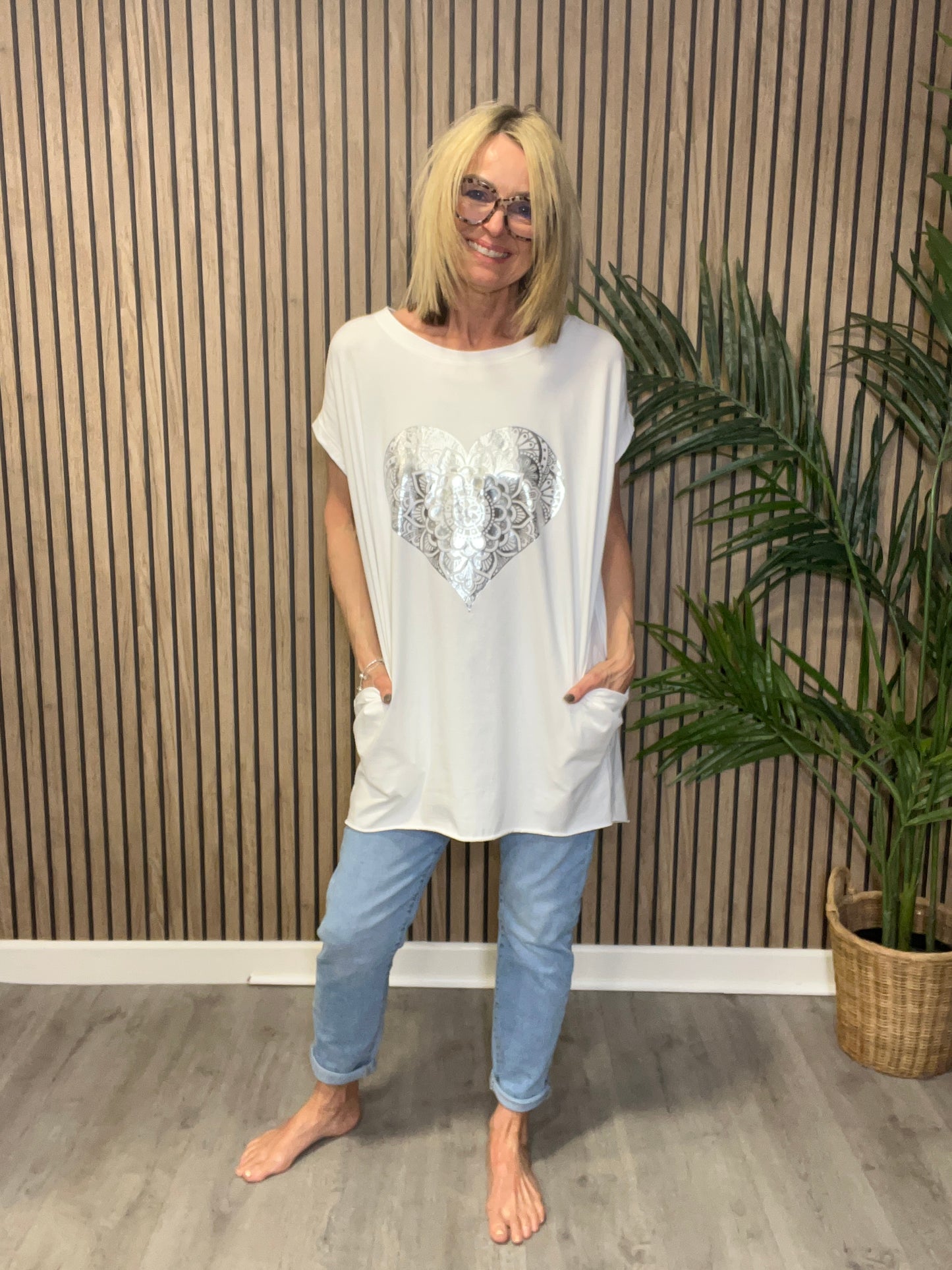 Heart Foil Tunic Top