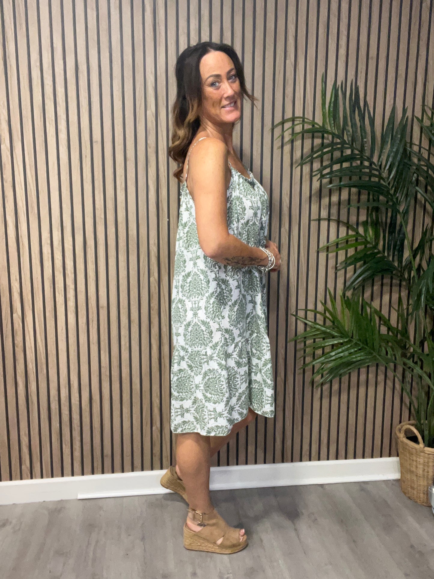Strappy Baroque Print Dress