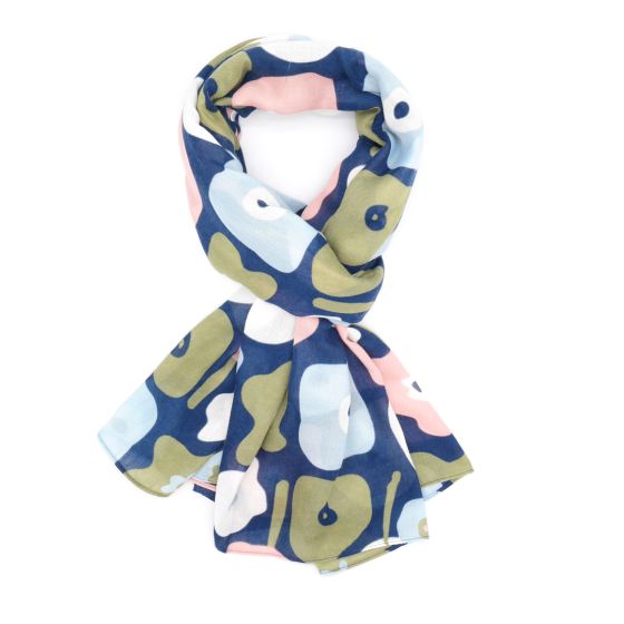 Paint Splodge Scarf In Navy Blue