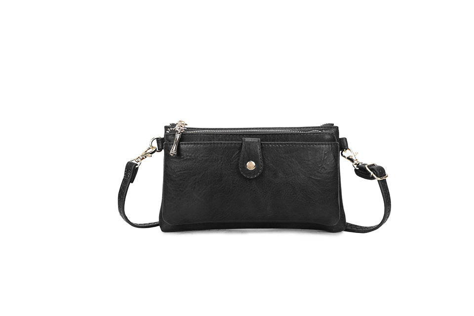 Popper Crossbody/Clutch Bag In Black