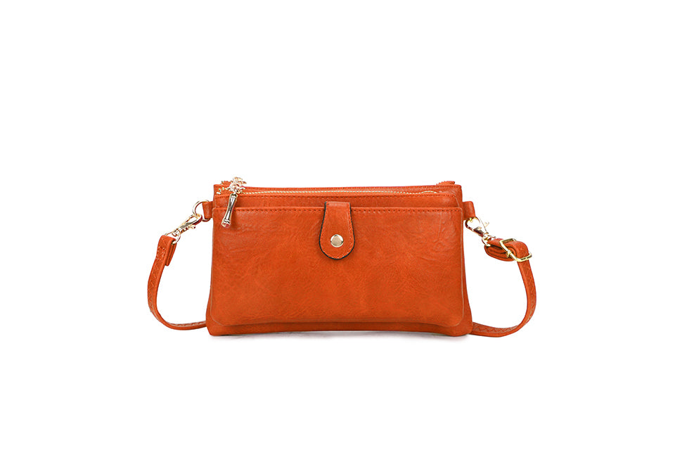 Popper Crossbody/Clutch Bag In Orange