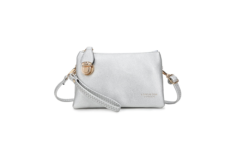 Buckle Crossover/Clutch Bag In Silver