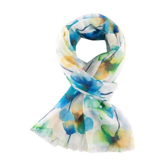 Floral Scarf In Blue
