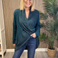 Criss-Cross Fleck Tunic Top In Teal