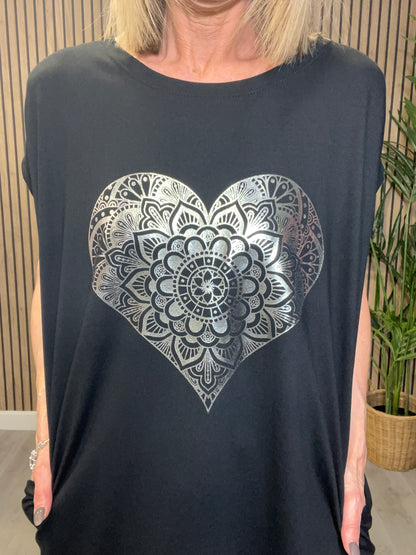 Heart Foil Tunic Top