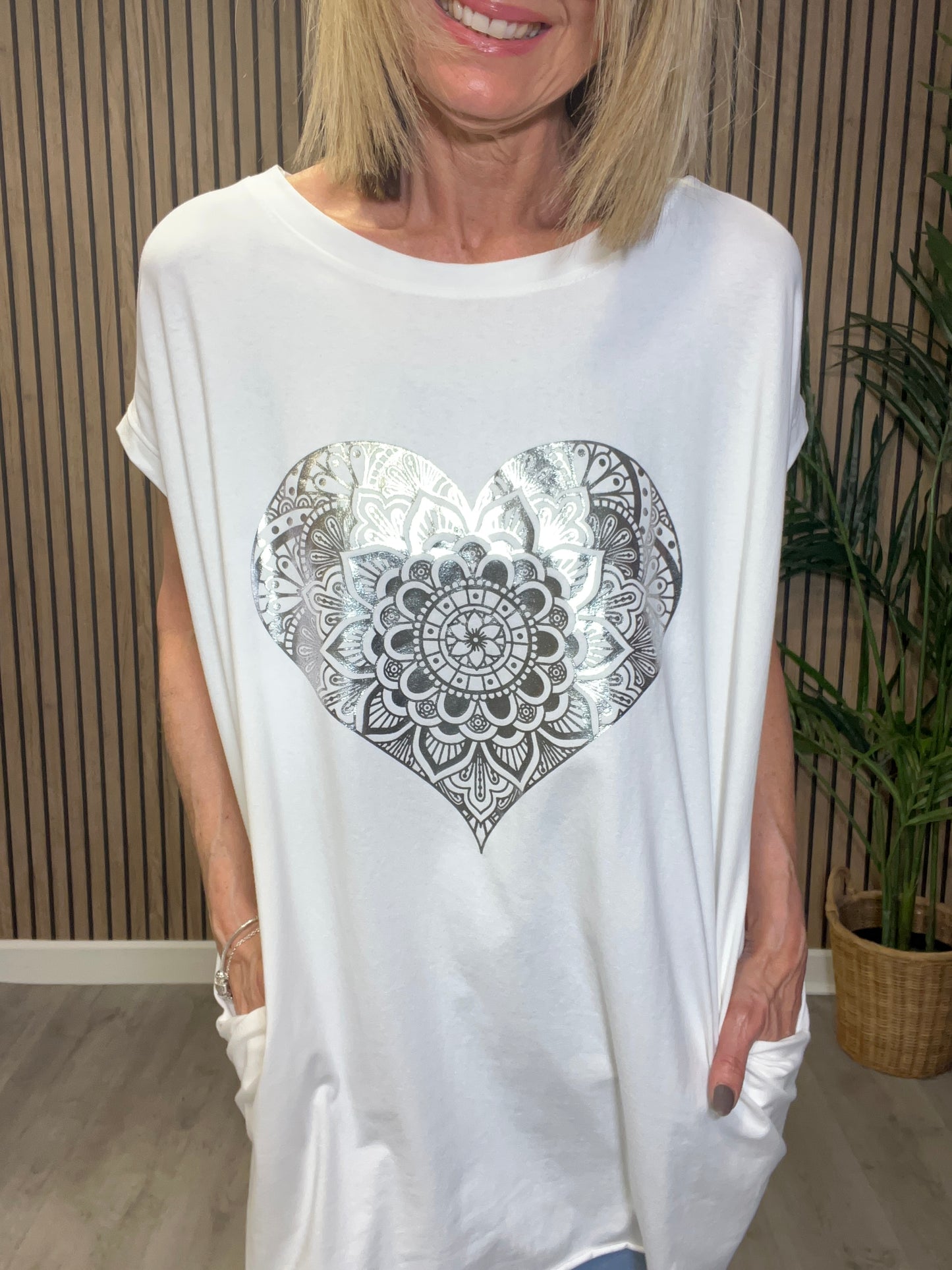 Heart Foil Tunic Top