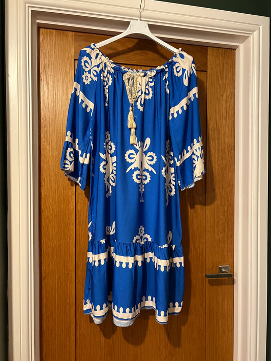Becca Bardot Printed Dress In Royal Blue
