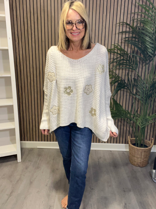 Daisy Waffle Knit in Beige