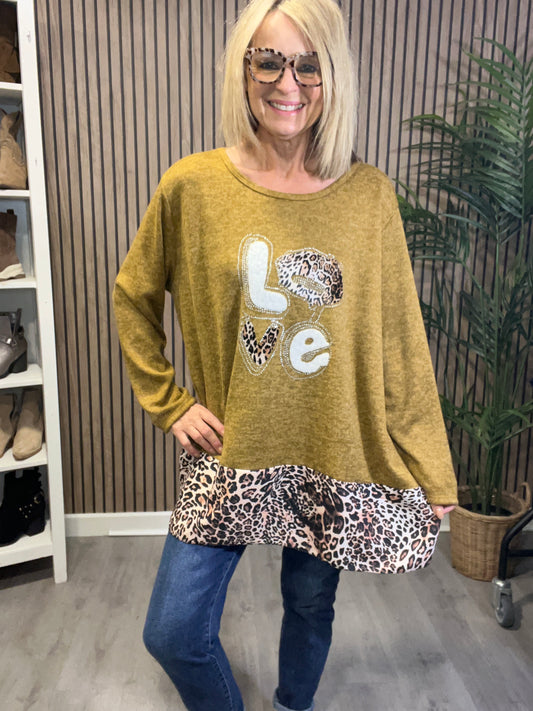 Love Leopard Top in Mustard