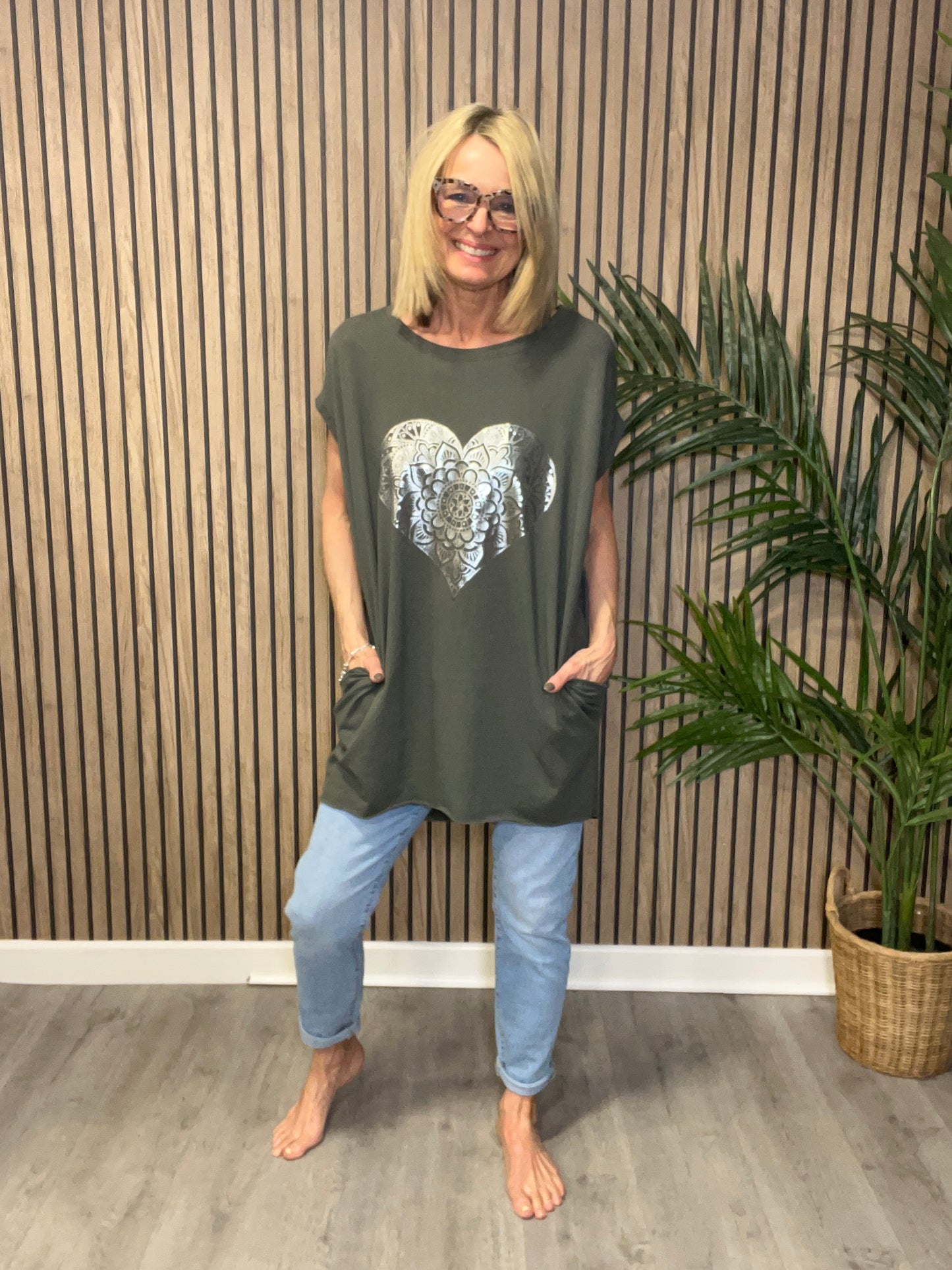 Heart Foil Tunic Top