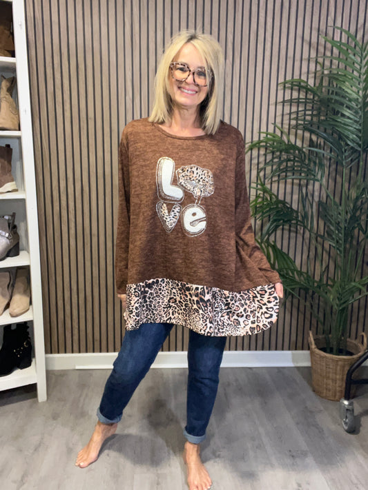 Love Leopard Top in Tan