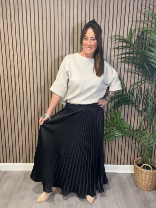 Pleated Satin Skirt