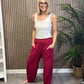 Needlecord Curve Hem Trousers in Merlot