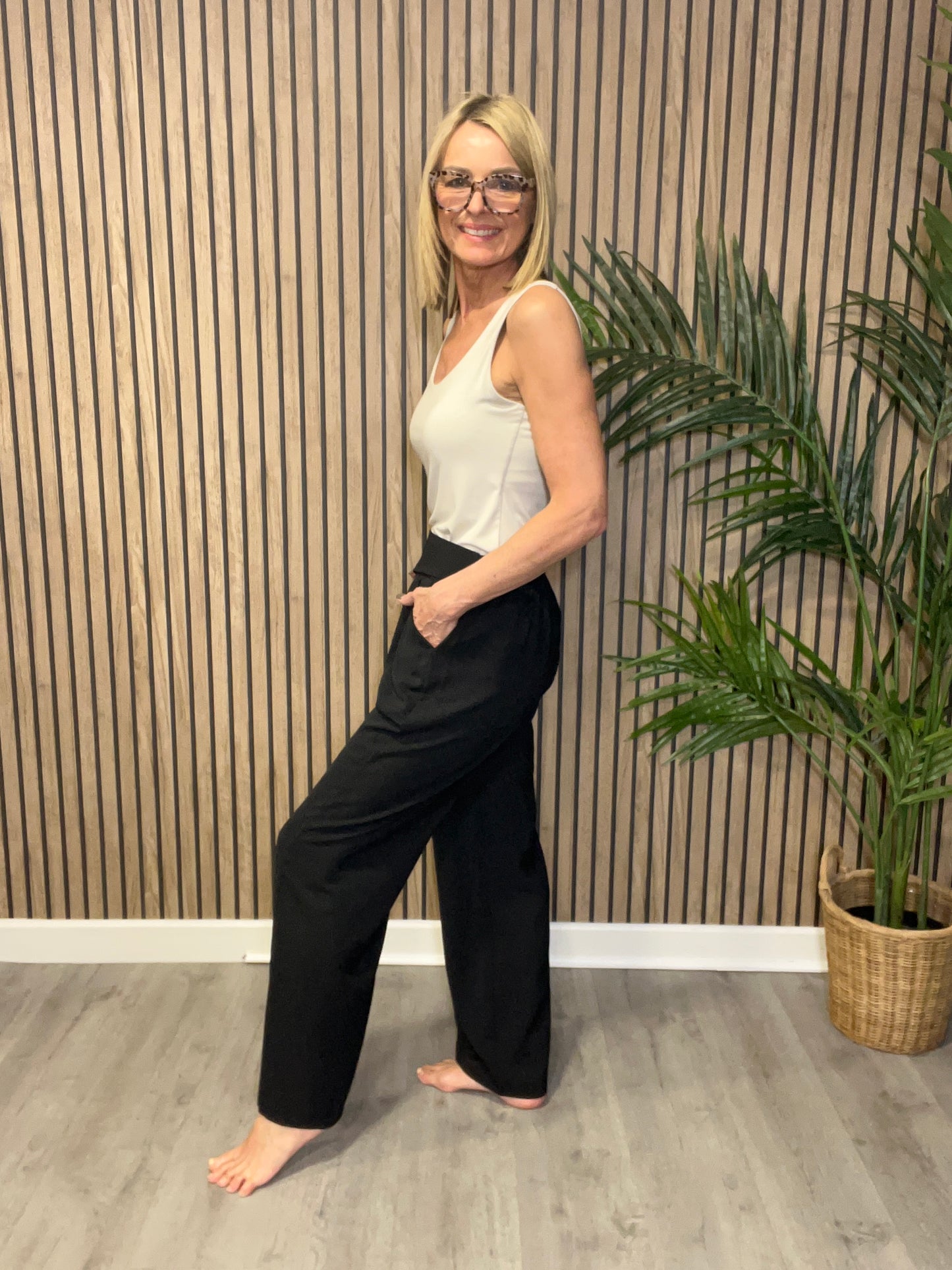 Button Wide Leg Trousers