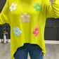 Flower Power Studded Top In Lime Green