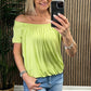 Betty Bubble Top In Lime Green