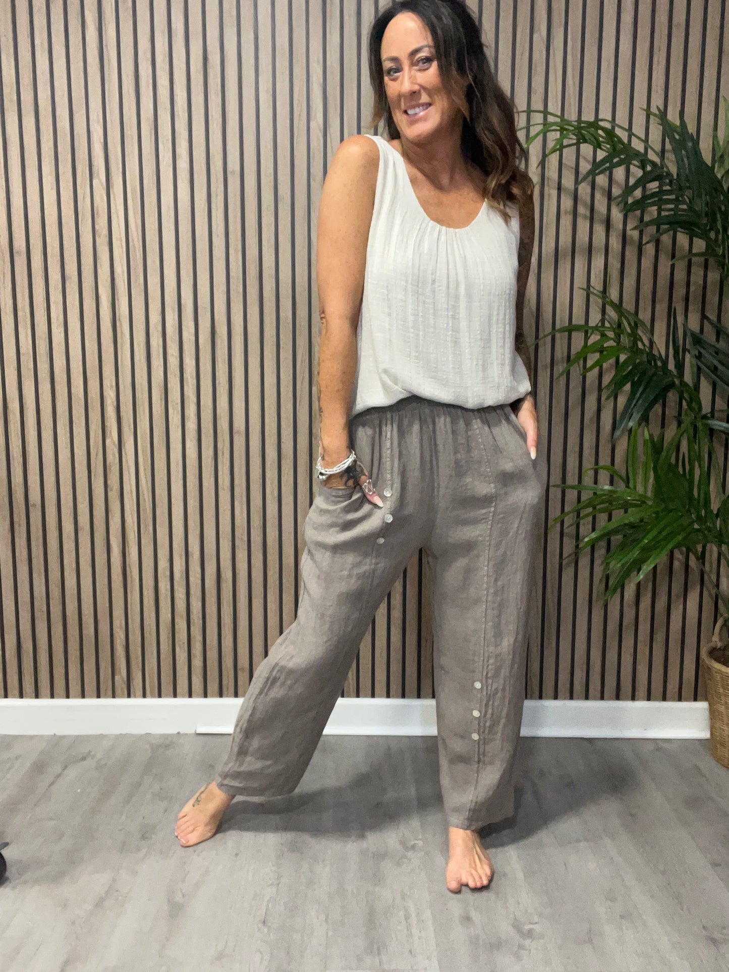 Linen Wide Leg Trousers