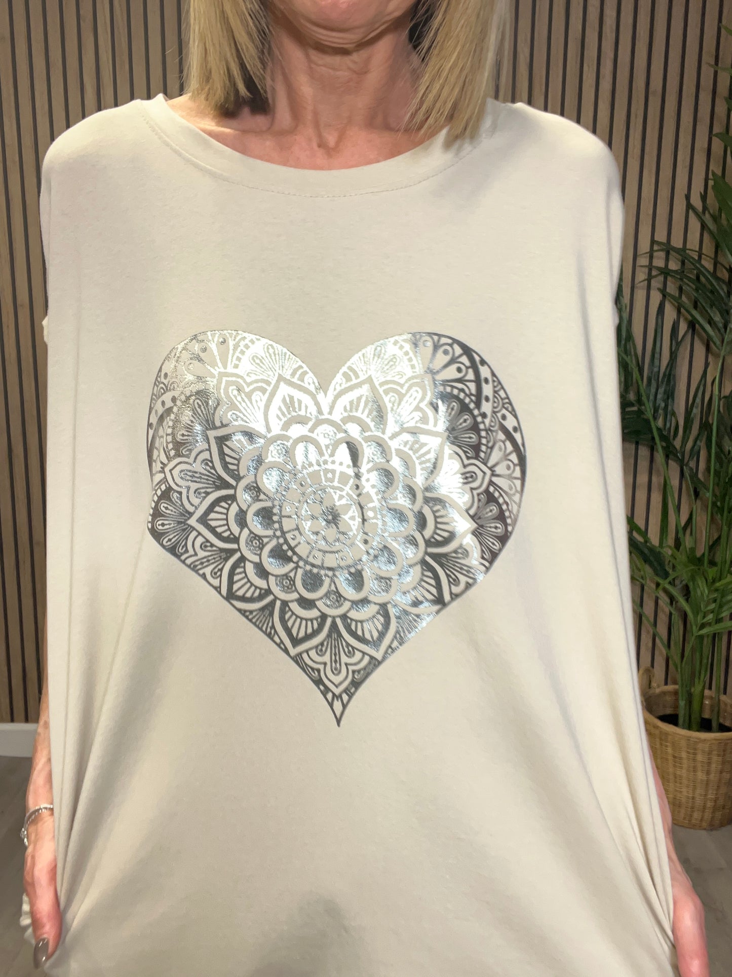 Heart Foil Tunic Top