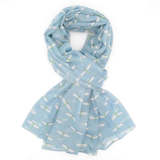 Dragonflies Scarf In Pale Blue