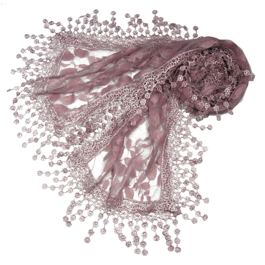 Pretty Leaves Lace Scarf In Pink