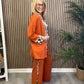 Animal Print Trim Trousers in Orange