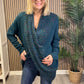 Criss-Cross Fleck Tunic Top In Teal