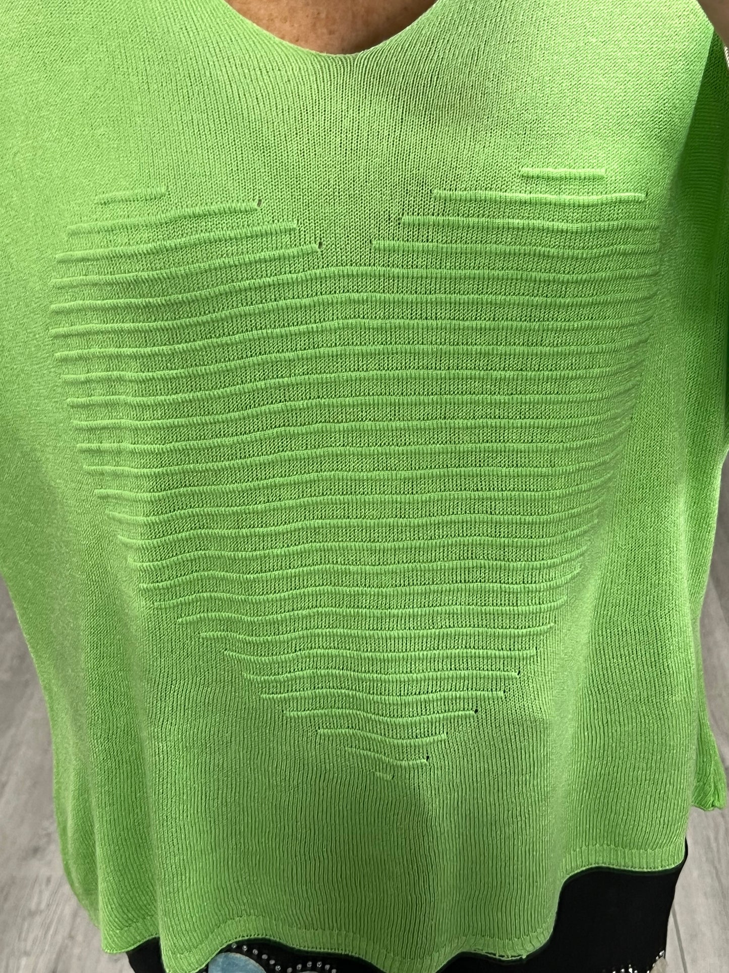 Embossed Heart Top In Lime Green