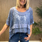 Lucy Lace Top In Denim Blue