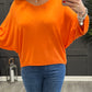V Neck Batwing Fine Knit In Orange