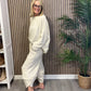 Chenille Oversized Two Piece Loungewear Set In Beige