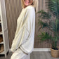 Chenille Oversized Two Piece Loungewear Set In Beige