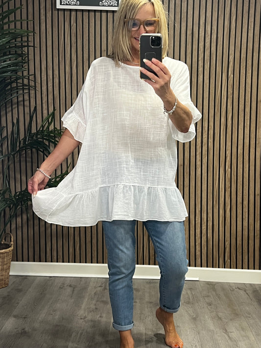 Frankie Frill Top in White