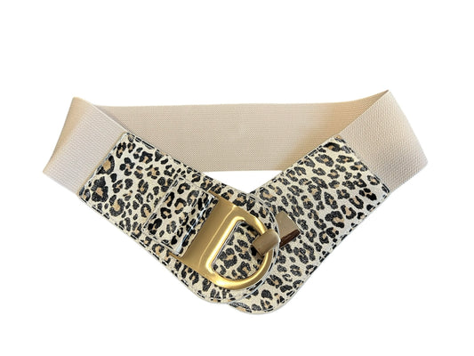 Animal Print Hook Belt in Beige