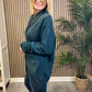 Criss-Cross Fleck Tunic Top In Teal