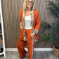 Animal Print Trim Trousers in Orange