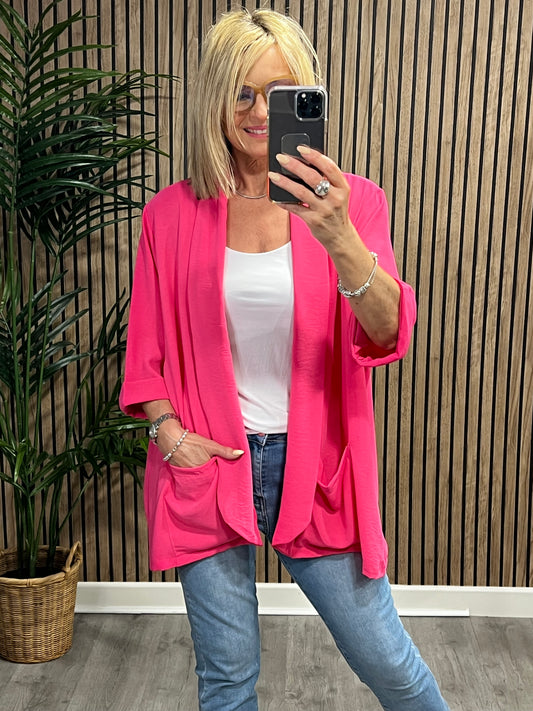 Slouch Blazer Jacket In Hot Pink